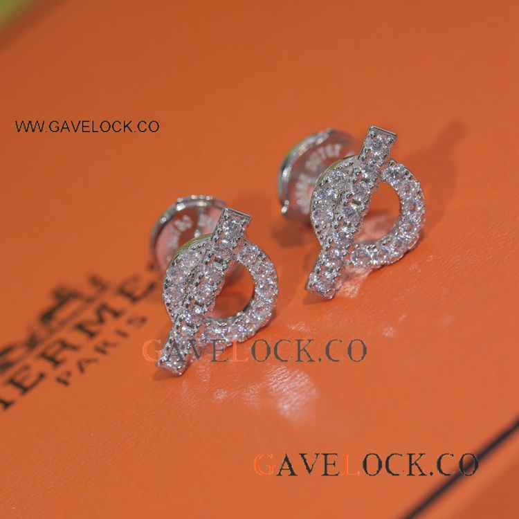 Iced Out S925 Silver Out Hermes Finesse earring for Lady